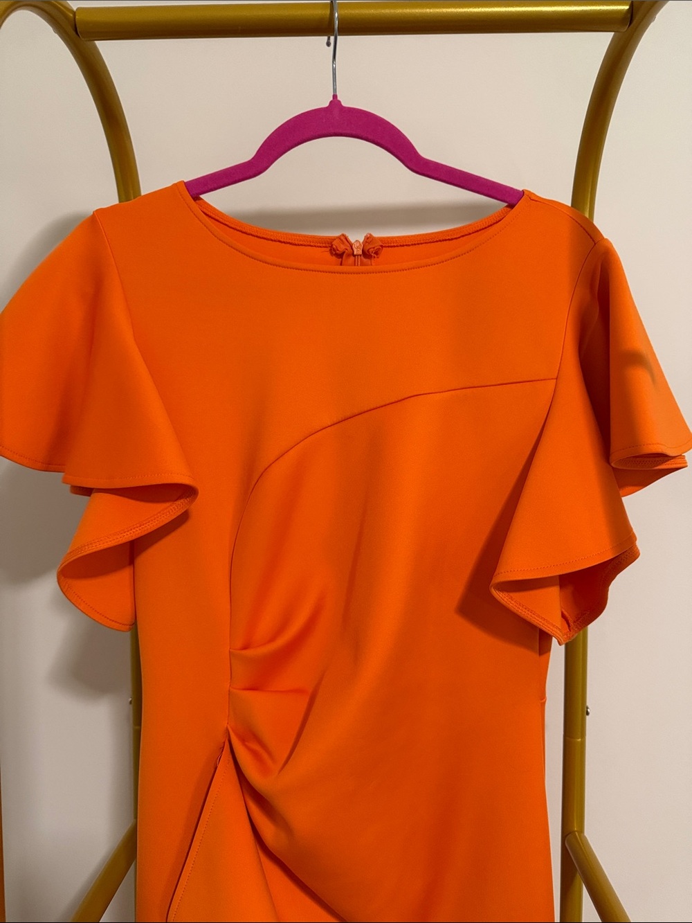 Amazon Orange Ruffle Midi Dress - Picture 2 of 5